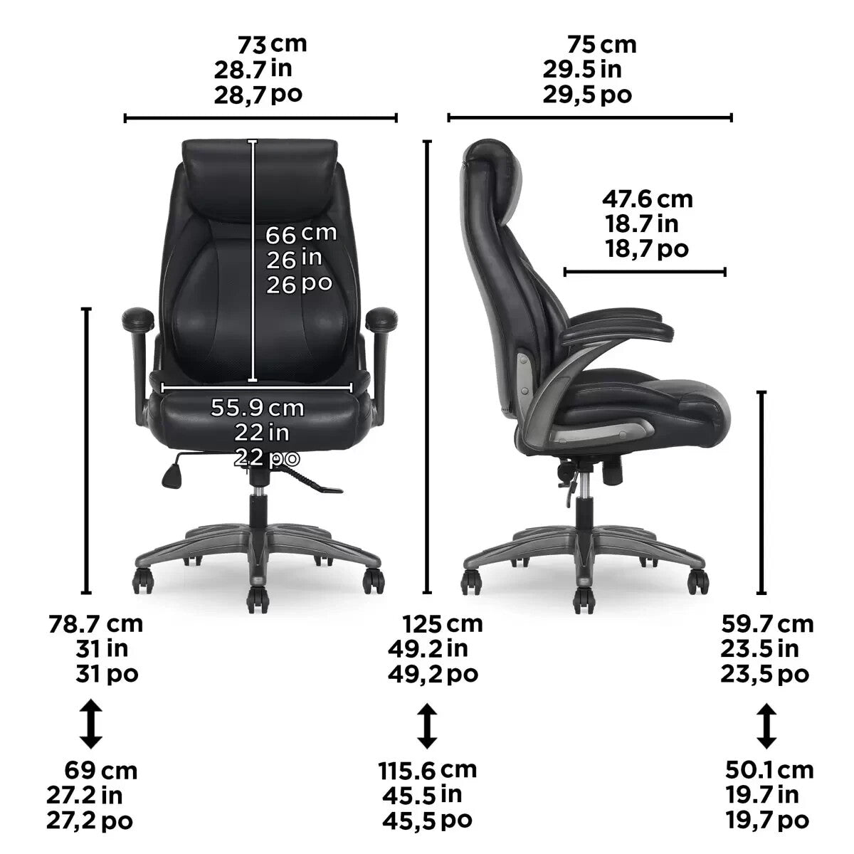 La-Z-Boy Air Lumbar Manager's Office Chair with Flip Up Arms, Black Ex-display