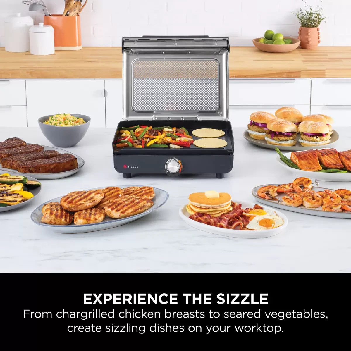 Ninja Sizzle Indoor Grill and Flat Plate Model GR101UK Black
