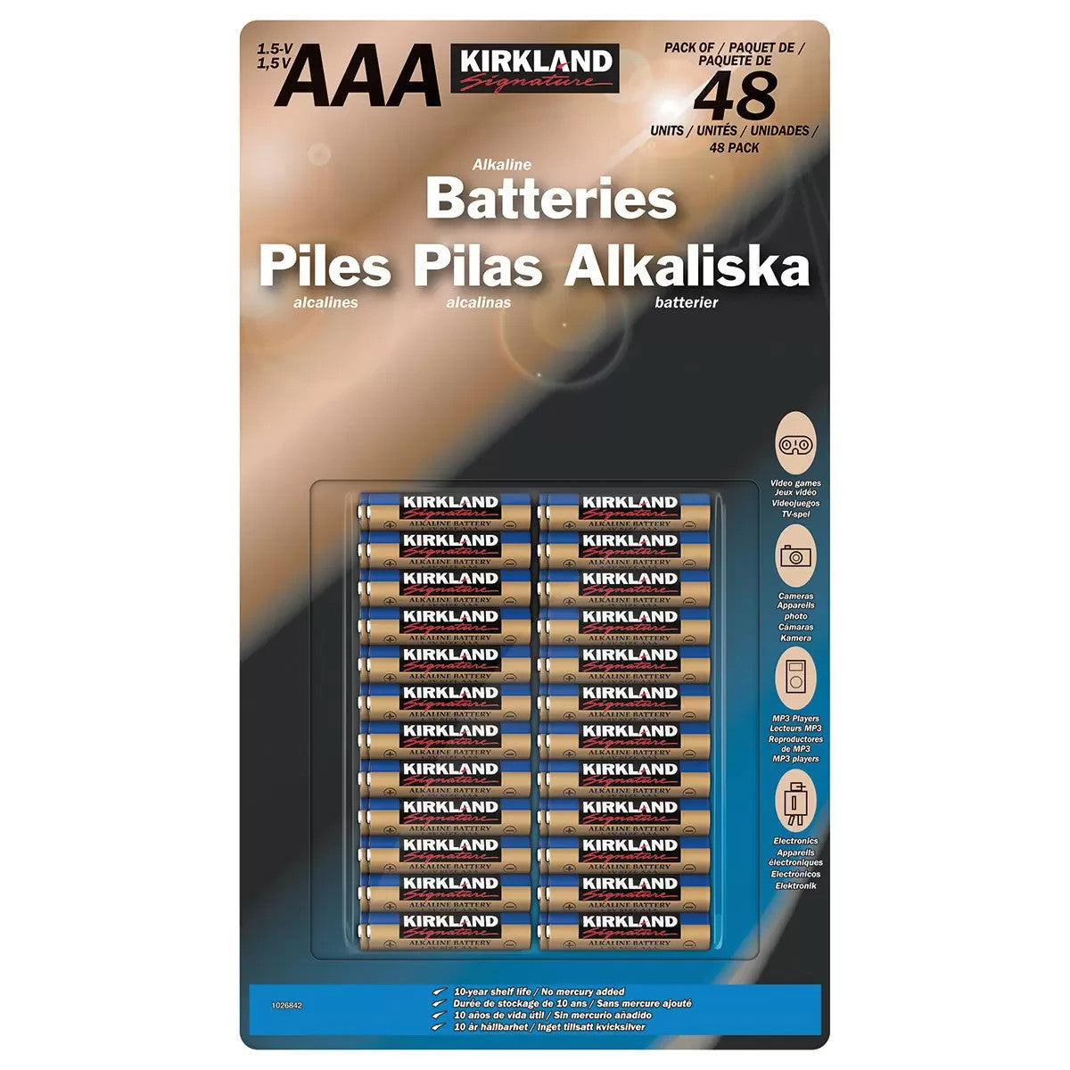 Kirkland AAA Alkaline Batteries 48 Pack 7-year shelf life Brand New and Sealed