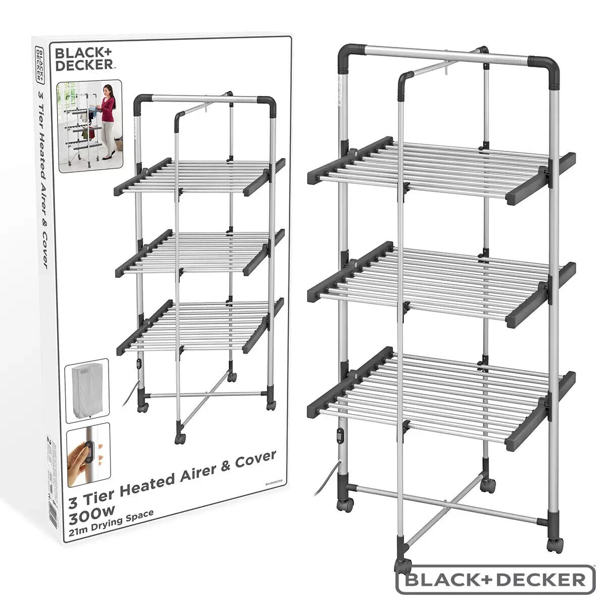 New BLACK & DECKER HEATED TOWER AIRER Wheels And Cover