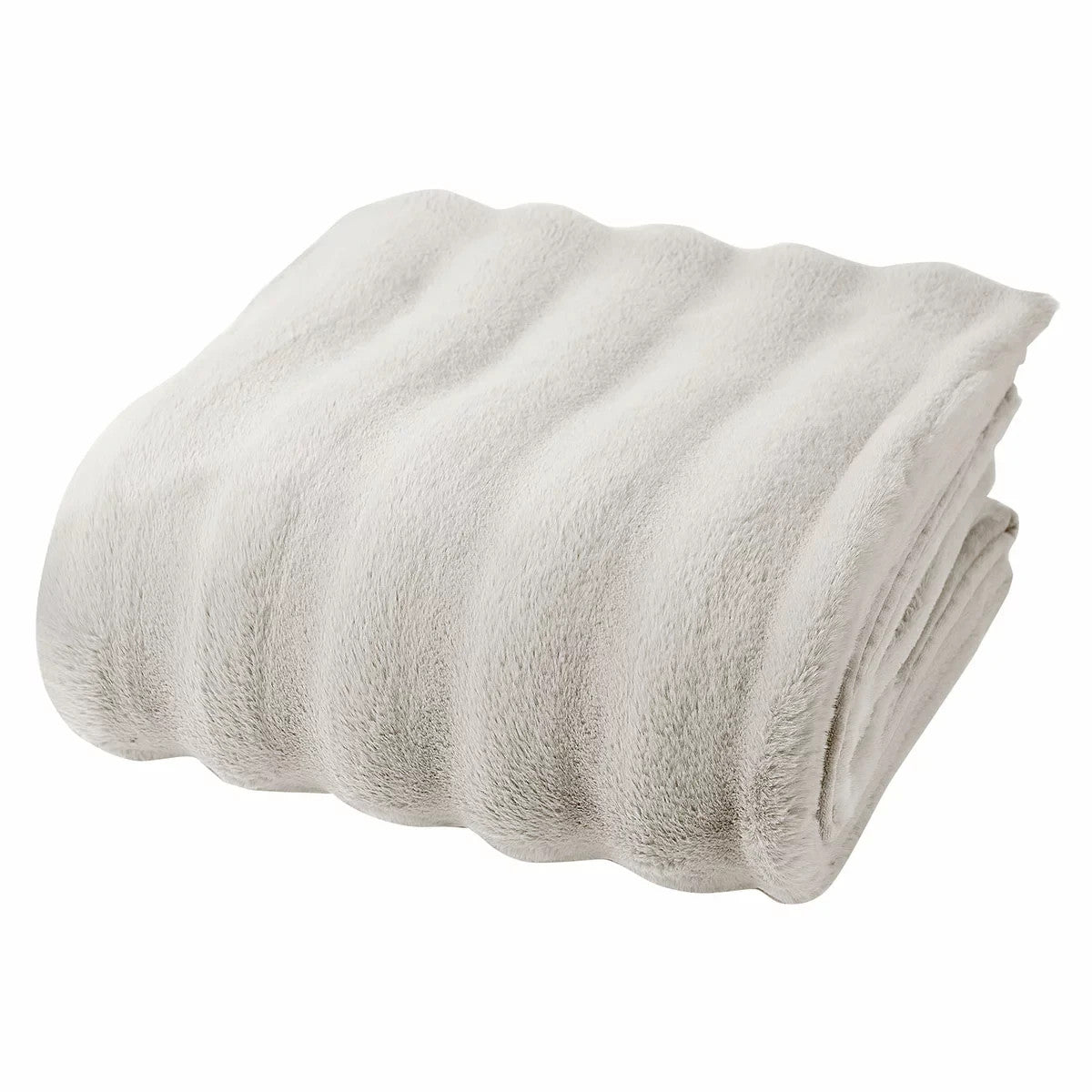 Faux Rabbit Fur Blanket in Ivory, 234 x 249 cm