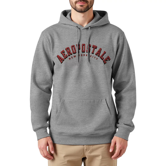 Aeropostale Men's Fleece Hoody in Heather Grey, Large