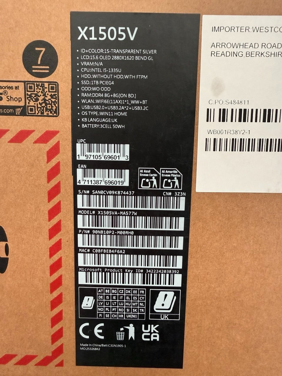 ASUS Vivobook, Core i5, 16GB RAM, 1TB SSD, 15.6 Inch OLED Laptop, X1505VA-MA577W