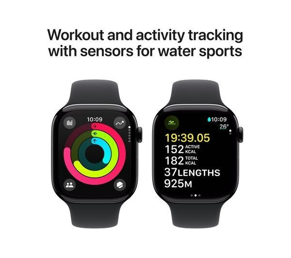 APPLE Watch Series 10 46 mm Jet Black Al Case with Black Sport Band, M/L GPS