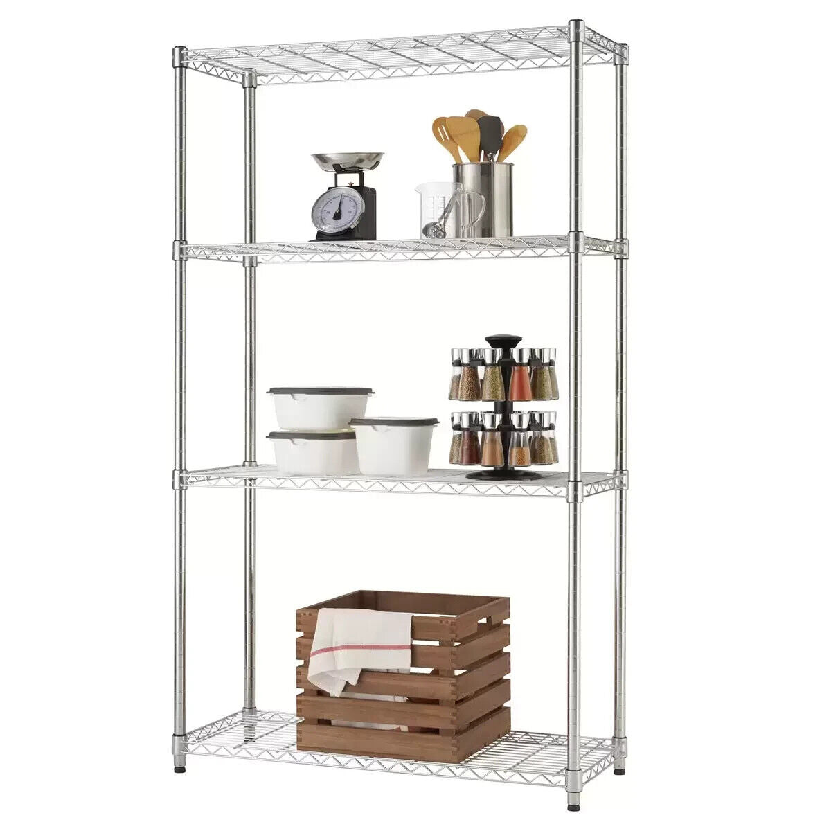 TRINITY EcoStorage™ 4-Tier 4.5ft x 3ft x 1.2ft (137 x 92 x 36cm) Chrome Storage