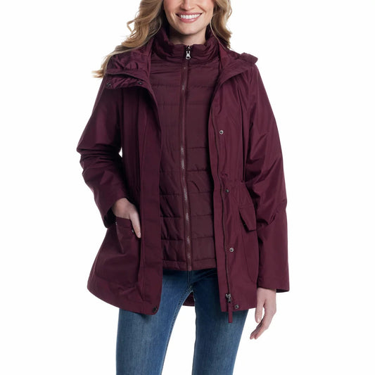 Weatherproof Women's 3 in 1 Systems Jacket in Burgundy, Small