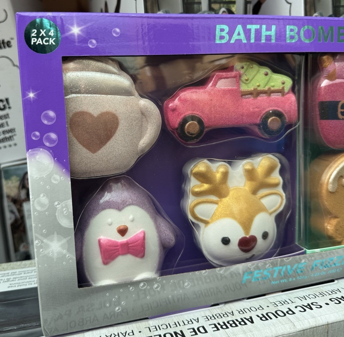 Holler & Glow Festive Fizzmas Bath Bomb 2x 4 Piece Set Pack Christmas Gift