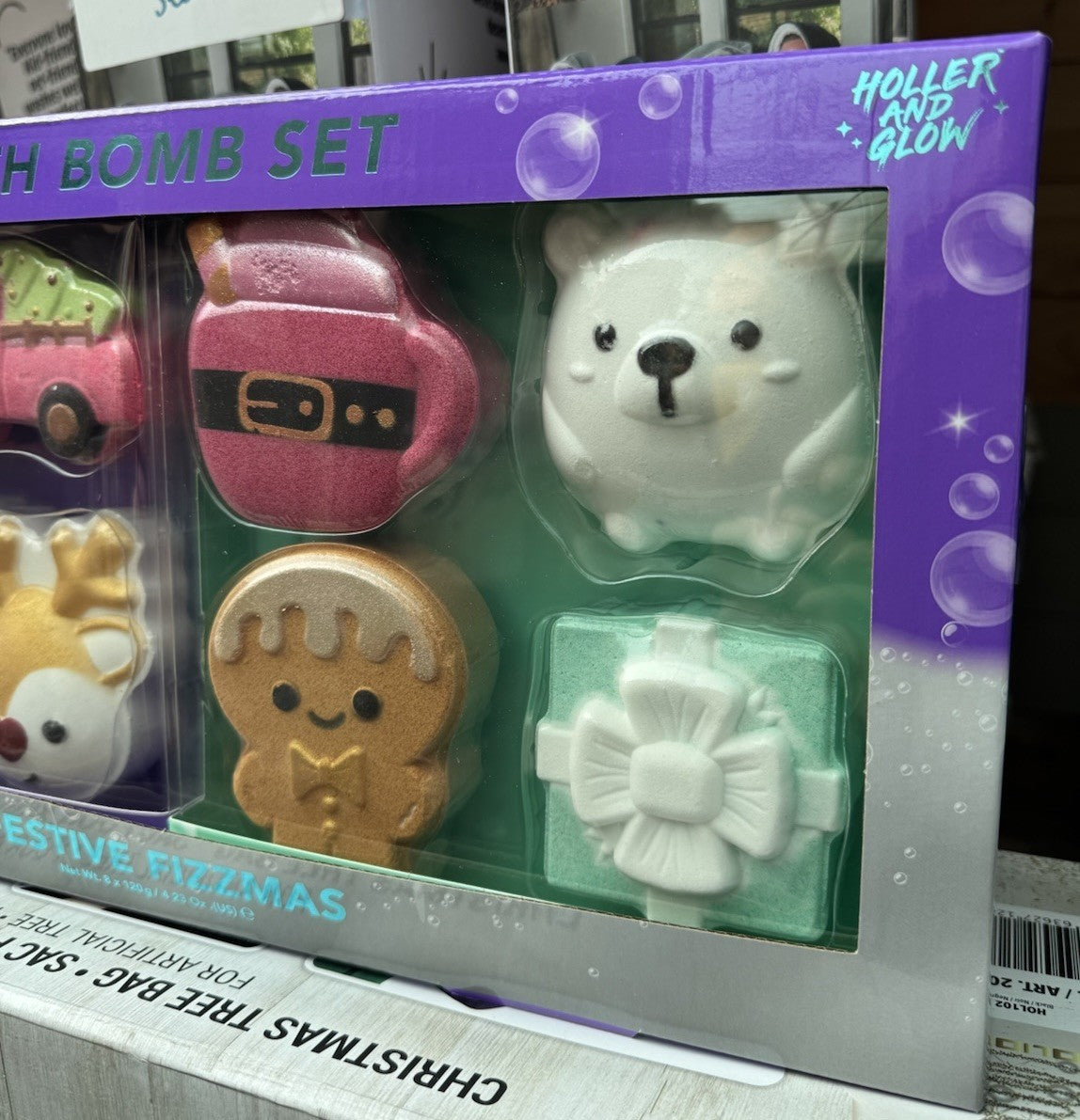 Holler & Glow Festive Fizzmas Bath Bomb 2x 4 Piece Set Pack Christmas Gift