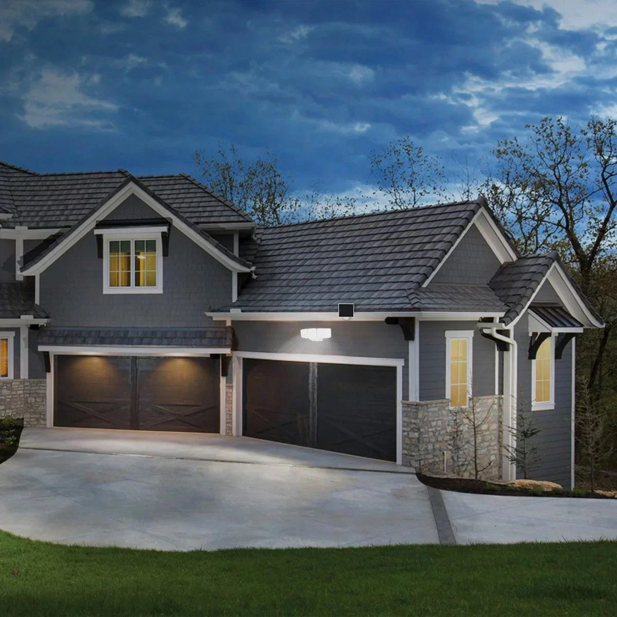 Lutec Solar Motion Sensor Hybrid Security LED Flood Light White Outdoor Lighting