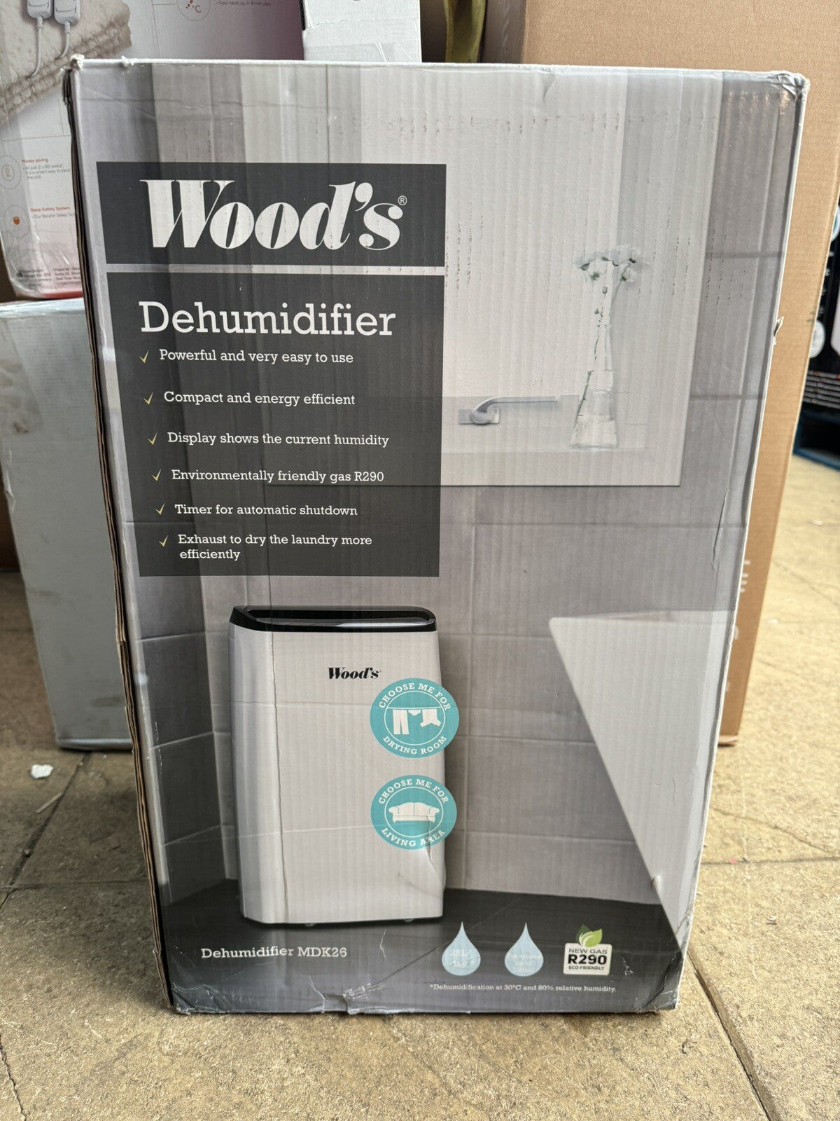 Dehumidifier Woods 25L White, MDK26 + Free Delivery VAT