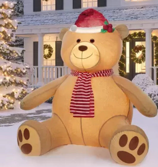 Inflatable Big Teddy Bear Christmas 8ft (2.4m with 192 LED Lights Outdoor Indoor