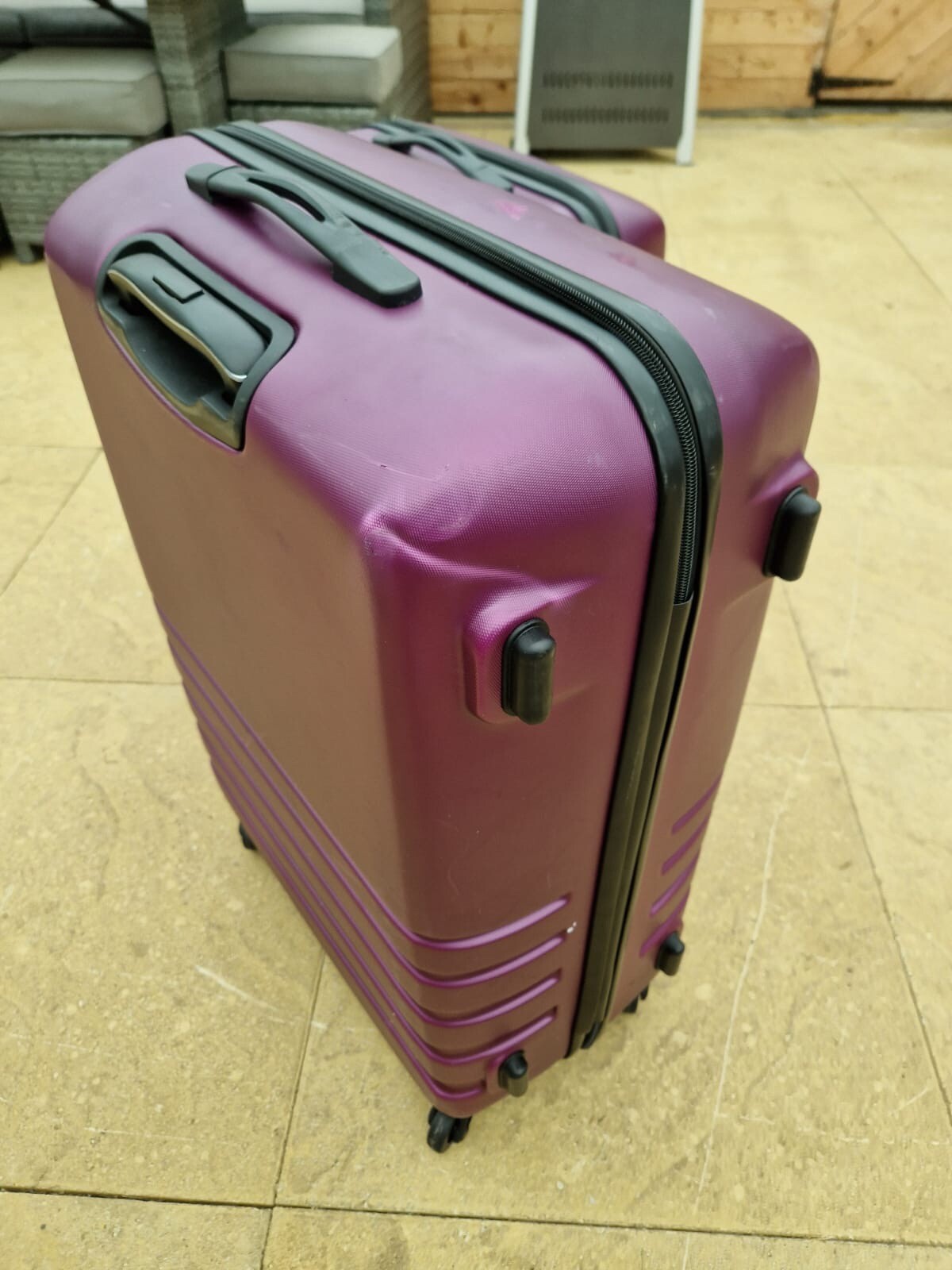 Rock Byron 3 Piece Hardside Luggage Suitcase Set in Purple - Ex-display