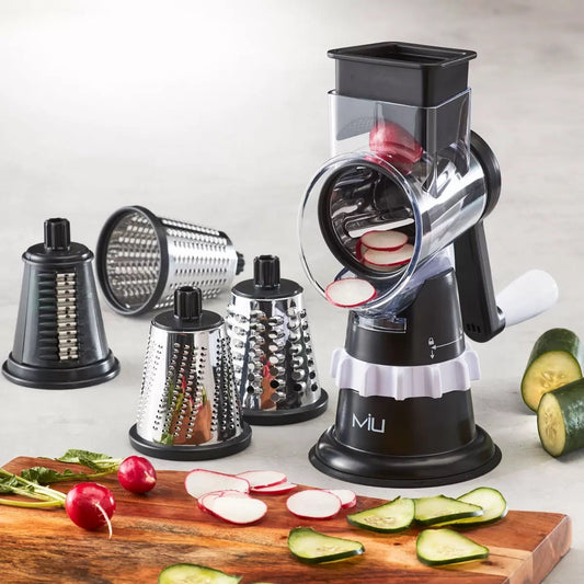 MIU Rotary Drum Grater with 4 Attachments Black