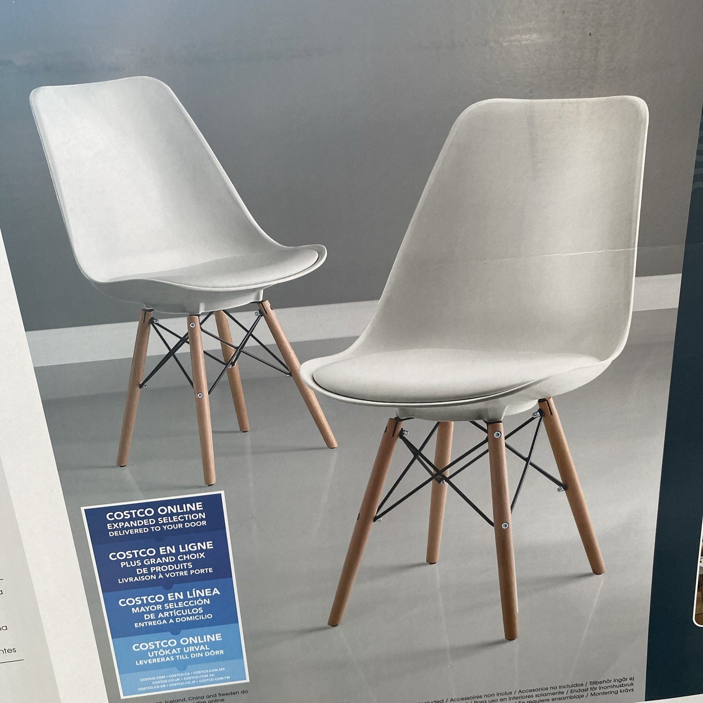 Bayside Furnishings White Eiffel Dining Chairs, 2 Pack, Brand New