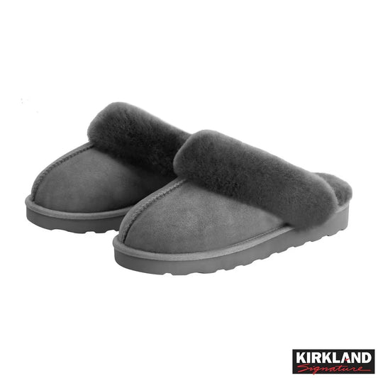 Kirkland Signature Women's Shearling Slippers in Grey, UK 6