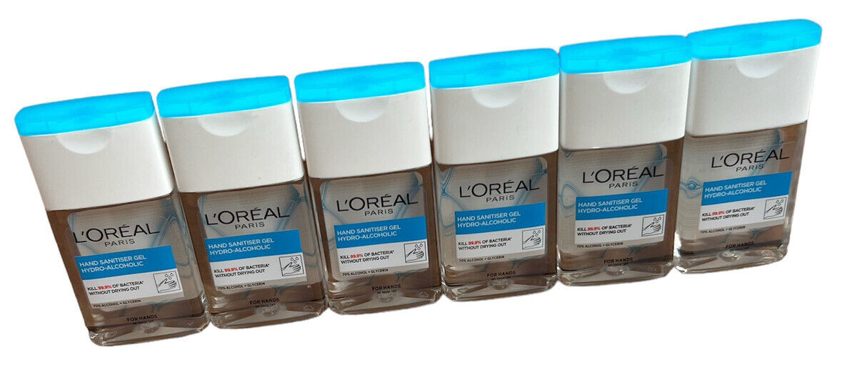 L'Oreal Skin Expert Hand Sanitiser Gel 6 x 125ml 70% Alcohol Hydrating Glycerin