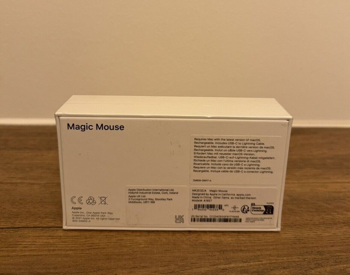 Apple Magic Mouse 2 White Wireless Rechargeable A1657 MK2E3Z/A / NEW SEALED VAT