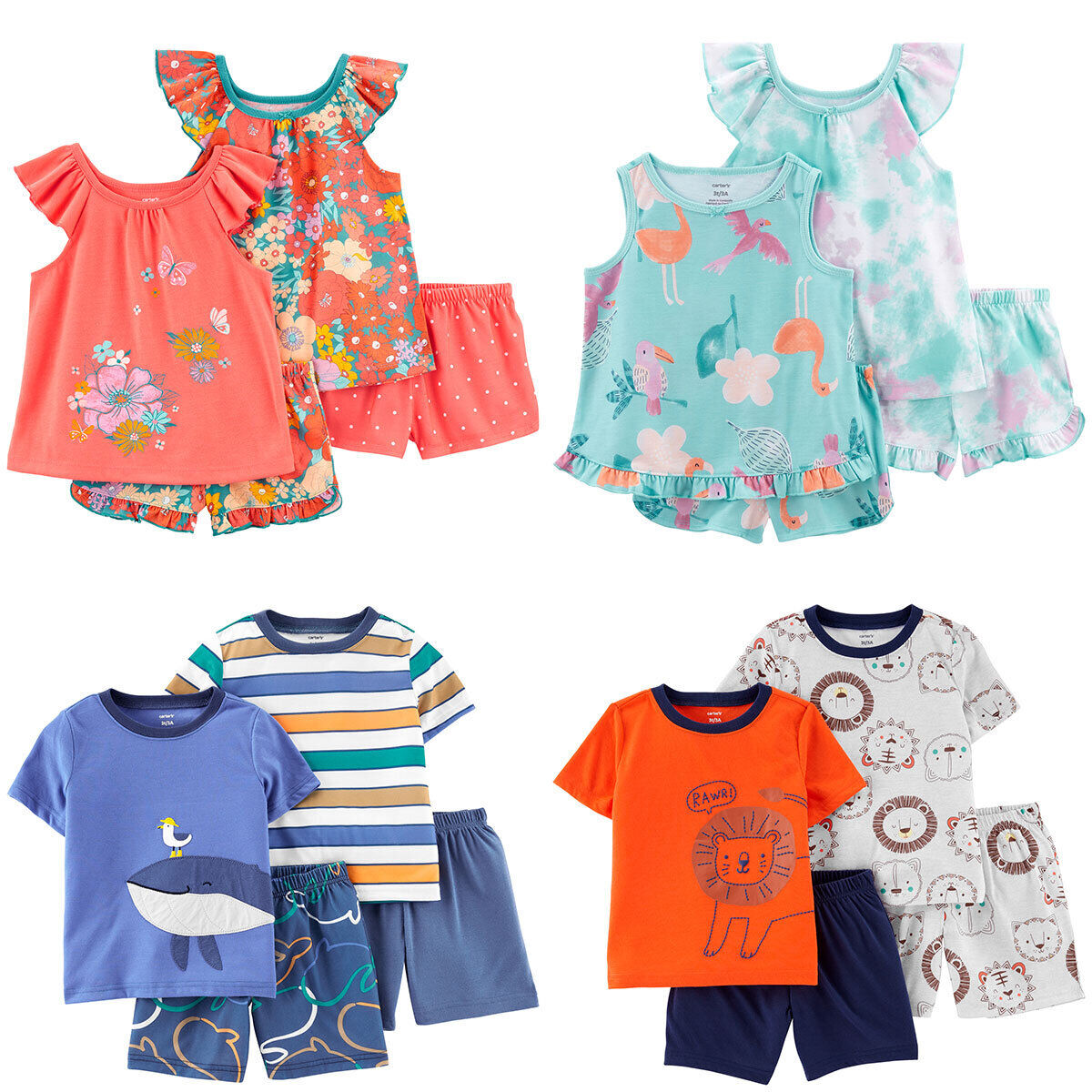 Carters 4 Piece PJ Set in 4 designs and 4 Sizes