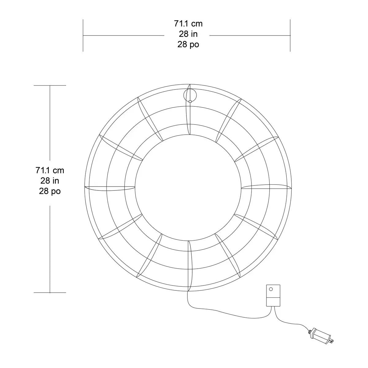28 Inch Wreath with 1900 LED Lights