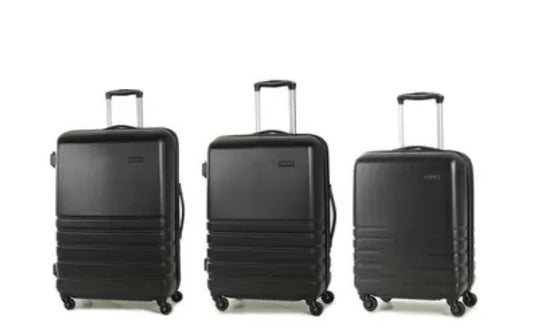 Rock Byron 3 Piece Hardside Luggage Suitcase Set in Black Spinner  Case
