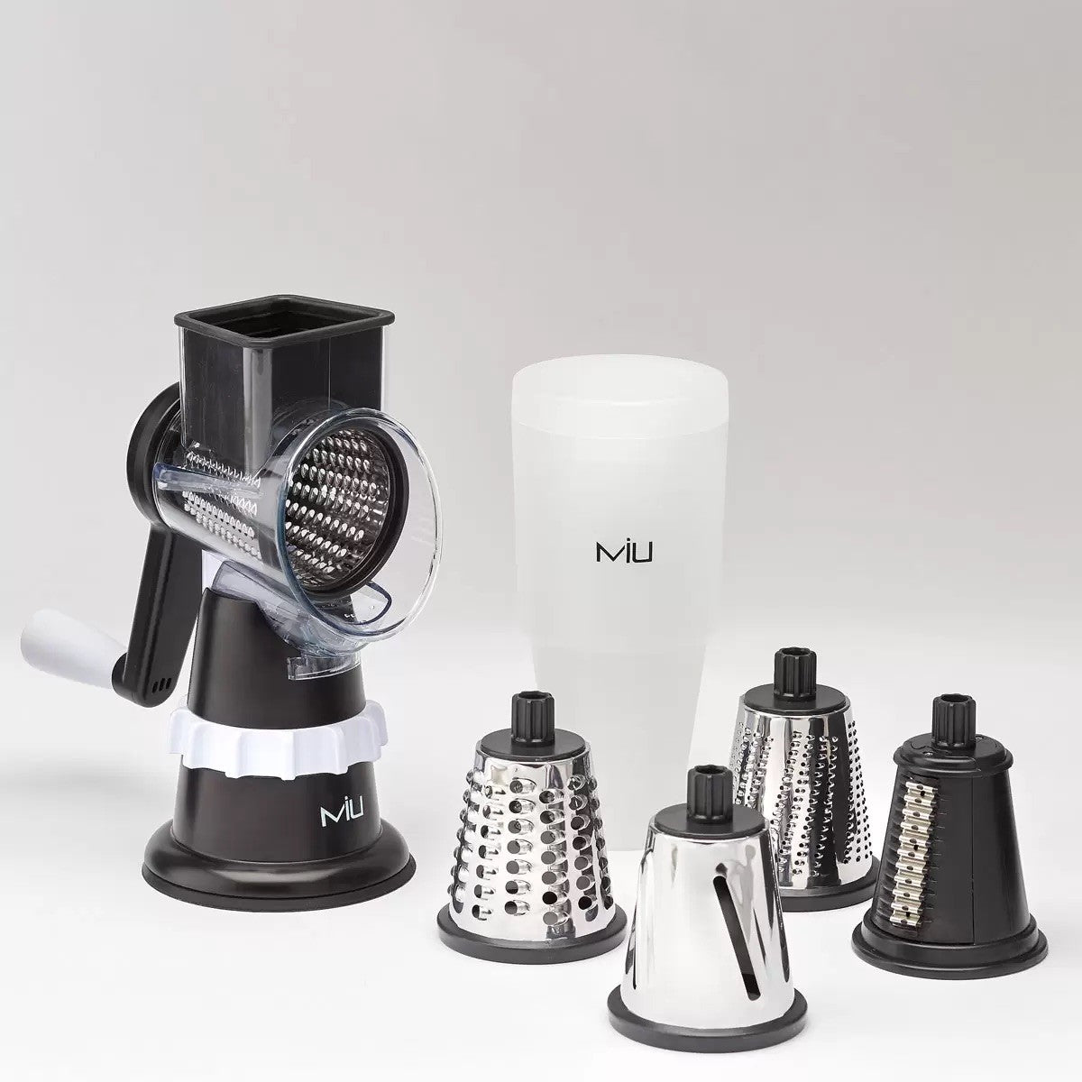 MIU Rotary Drum Grater with 4 Attachments Black