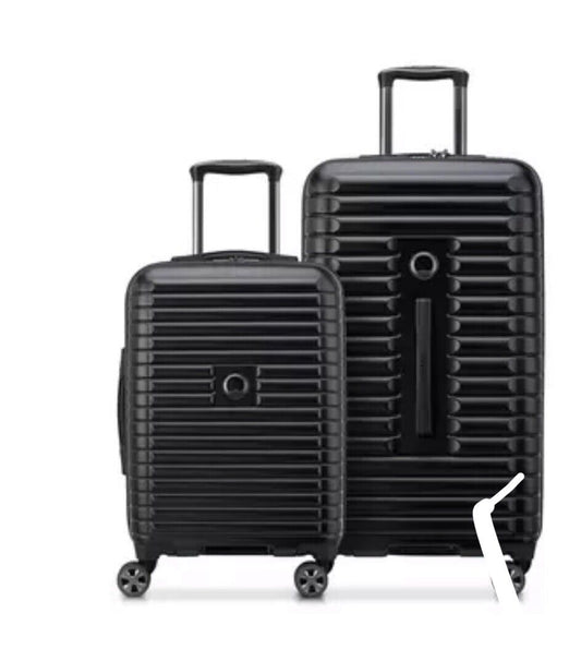 Delsey 2 Piece Hardside Luggage Set 4 Wheel Spinner in Black