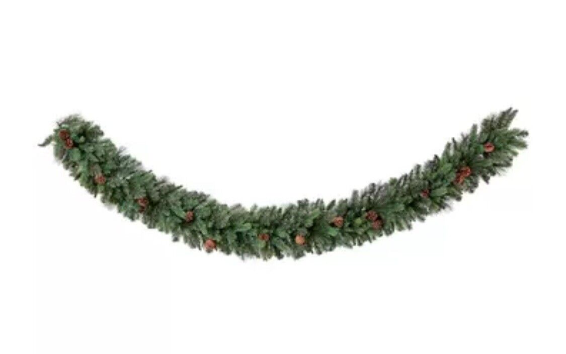 9ft (2.7m) Pre-Lit Christmas Garland with 150 Colour Changing LED Lights