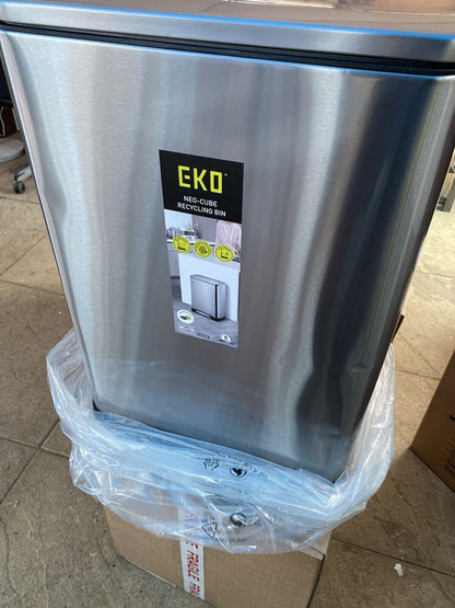 EKO Neo-Cube Recycling Bin 28L+18L in Brushed Stainless Steel 2