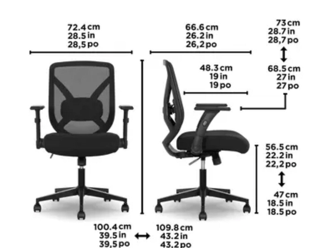 True Innovations Mesh Office Chair with Flip Up Arms- New & Sealed