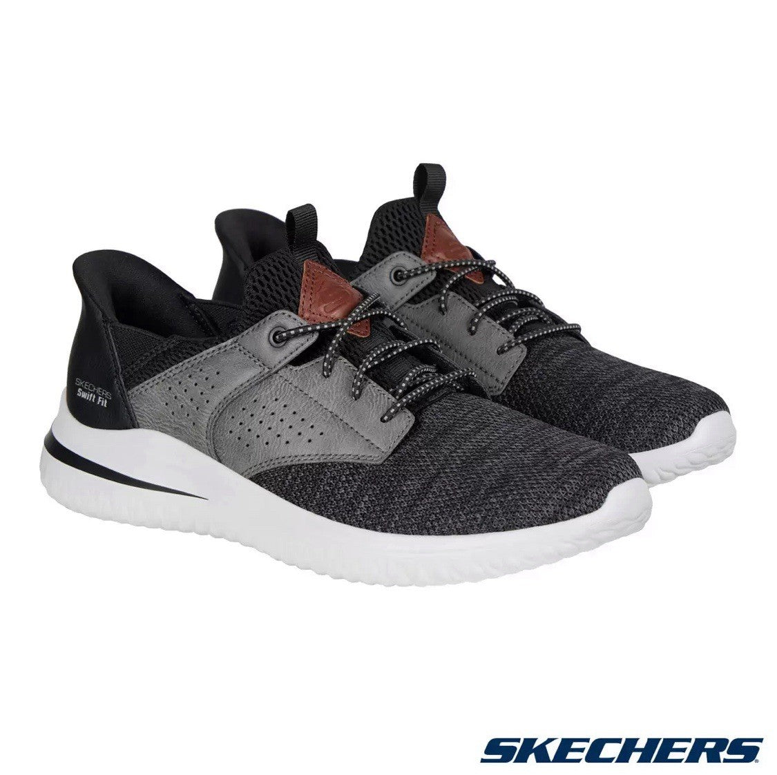 Skechers Men's Swift Fit Delson Trainer in Black UK 9