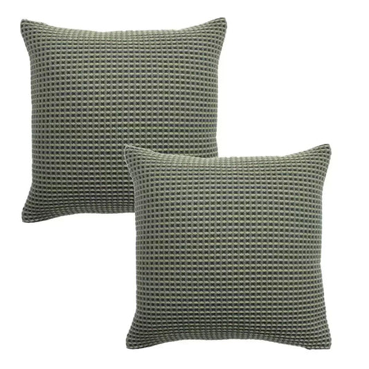 Rowan 45x45 cm Waffle Charcoal Multi-Tonal Cushion, 2 Pack