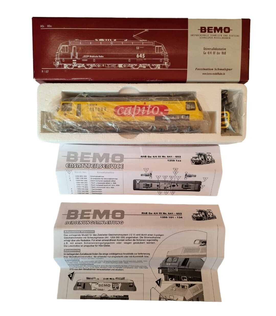 Bemo 1259 117 Electric locomotive BR Ge 4/4 III 647 RhB "Capito" Yellow New