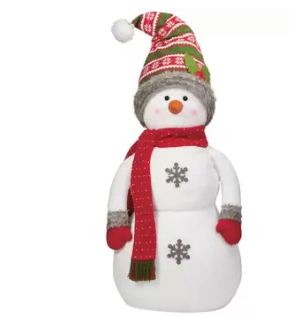 3.9ft (1.2m) Soft Sculpture Cosy Stocking Cap Snowman