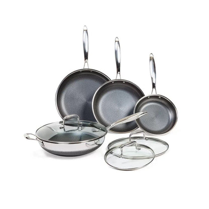 PRO STEEL Fusion 7 Piece Cookware Set. Frying pans, Wok. Oven Safe