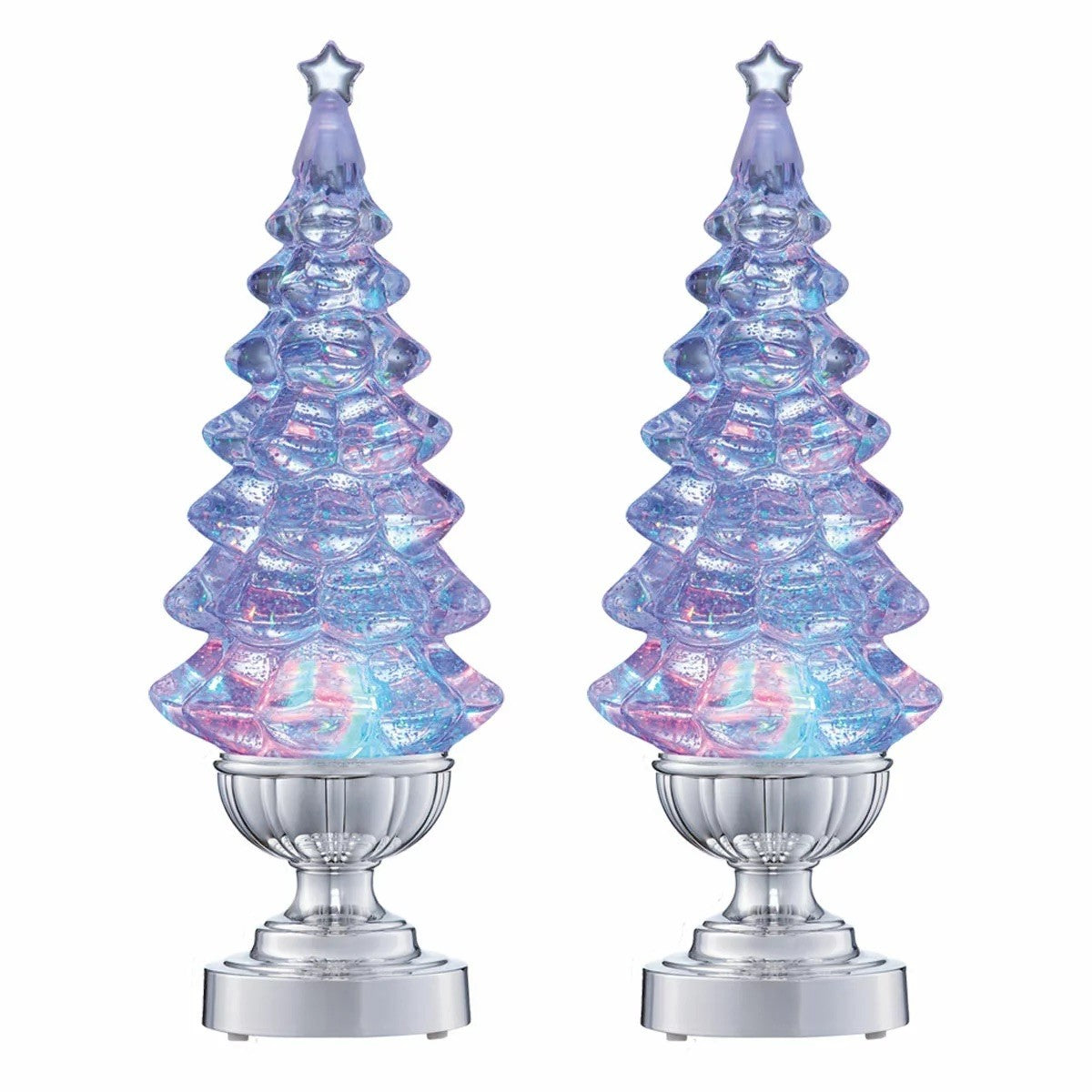 14 Inch (35.6 Cm) Lighted Glitter Tree Lamps, 2 Pack