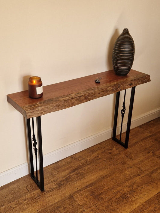 New Handmade Bubinga Red Wood Console Table Entryway Table Solid Wood Metal Legs