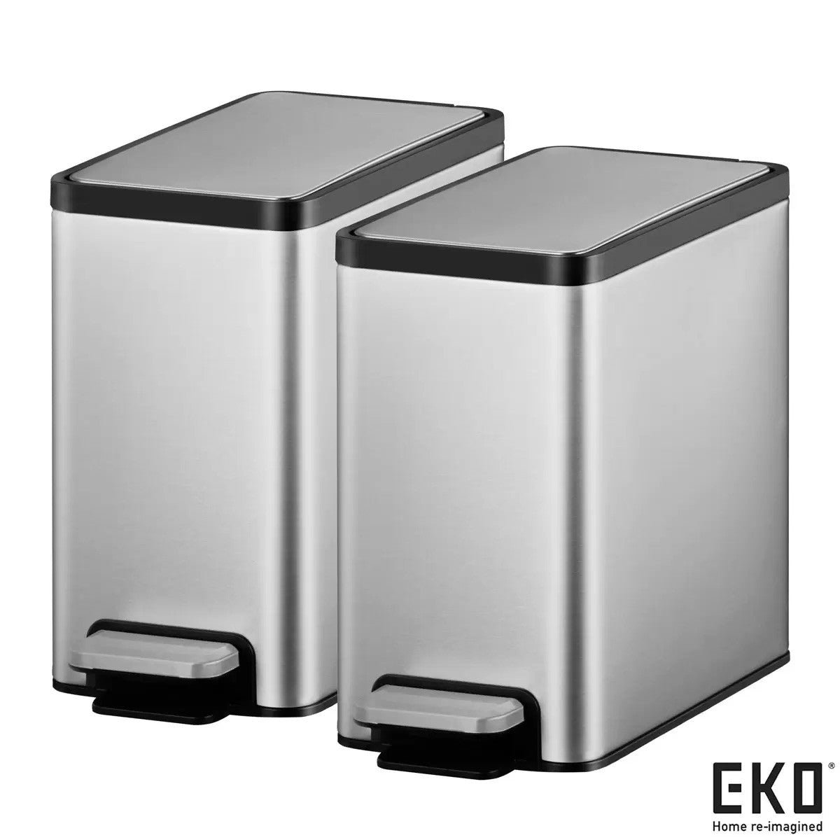 EKO Sensible ECO Living 6.7L Soft Close Stainless Steel Pedal Bin 2 Pack