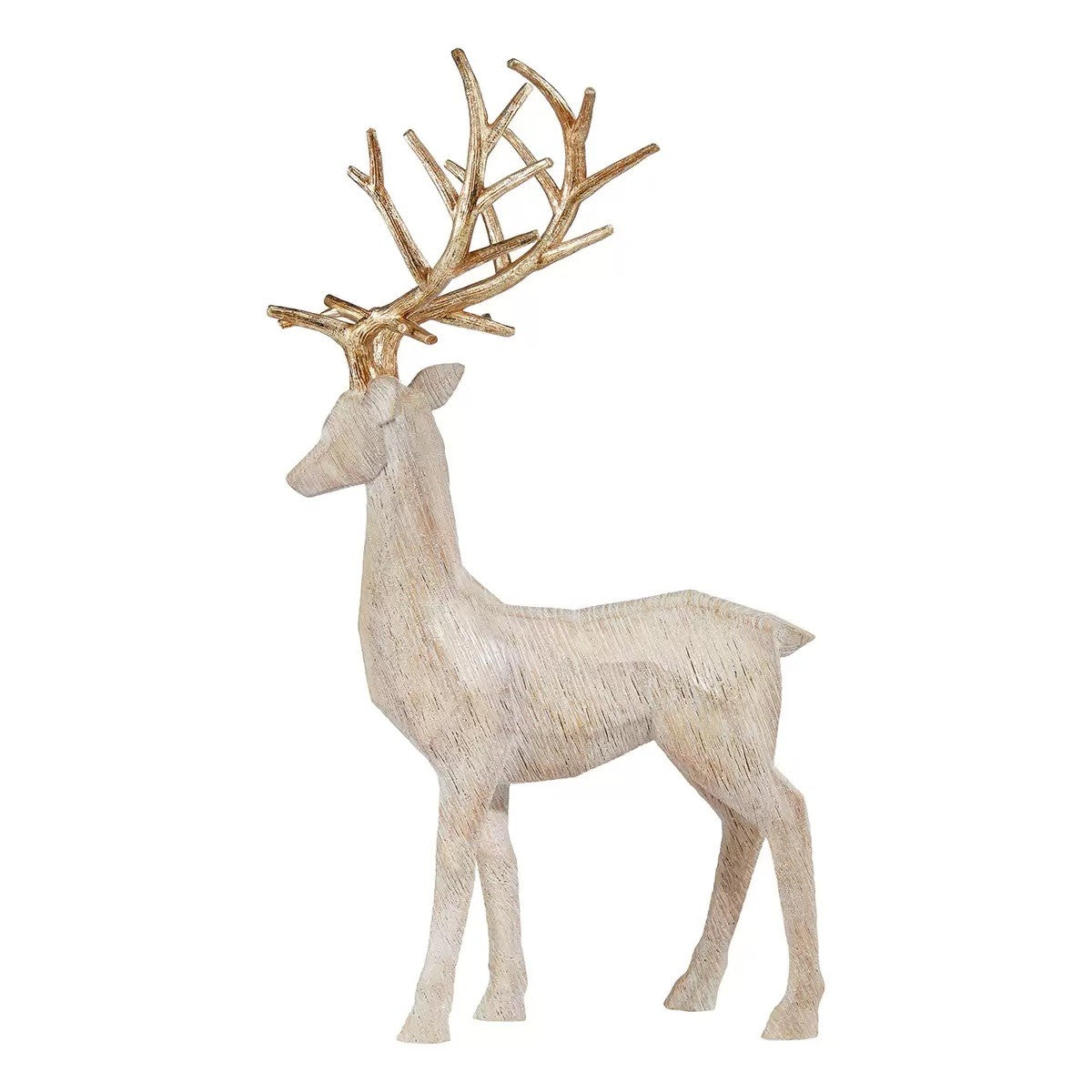 Decorative Deer Family with Trees 5 Piece White/Gold