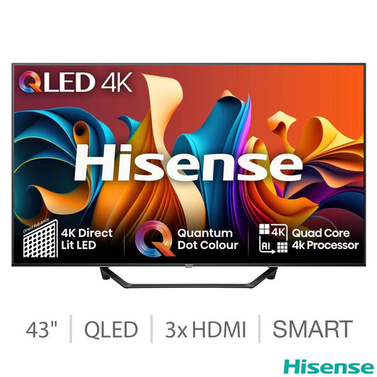 Hisense QLED 4K Smart Freely TV 43A7NQTUK 43 Inch Quad Core *New, Box Damaged*