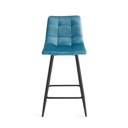 Bentley Designs Marlow Blue Velvet Tapered Back Bar Stool, 2 Pack