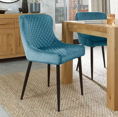 Bentley Designs Blue Velvet Diamond Stitch Dining Chair, 2 Pack - NEW / BOXED