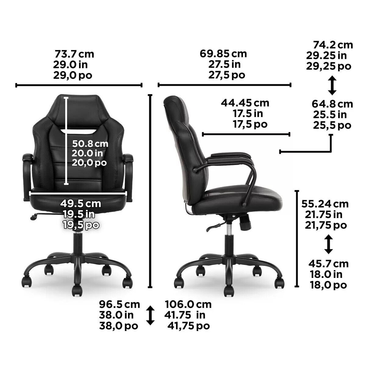 True Innovations Back to School Office Chair with Pneumatic Adjustment Black VAT