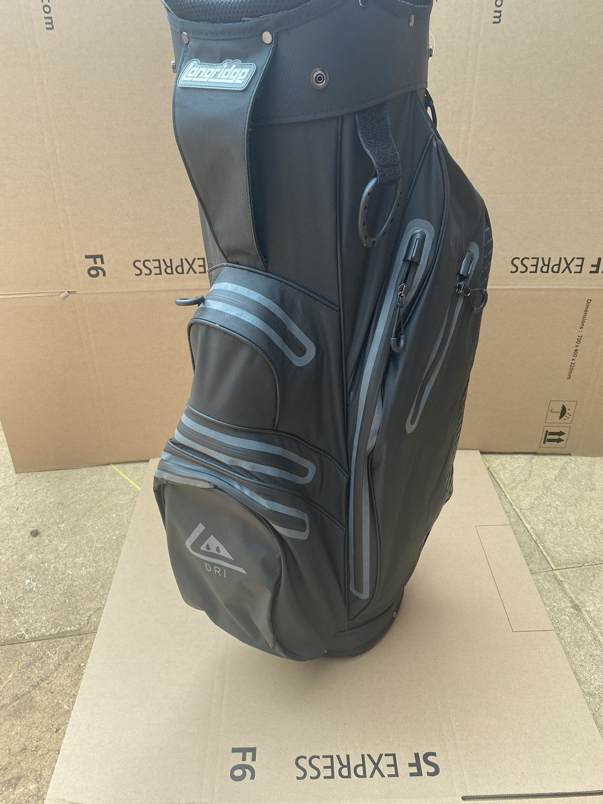 Longridge Elements Waterproof Golf Cart Bag in Black and Grey, *Ex-Display*