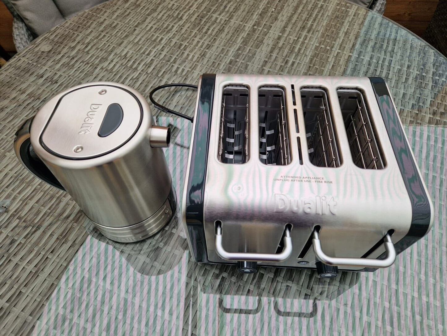 Dualit Architect 1.5L Kettle & 4 Slot Toaster Set in Midnight Grey Brushed