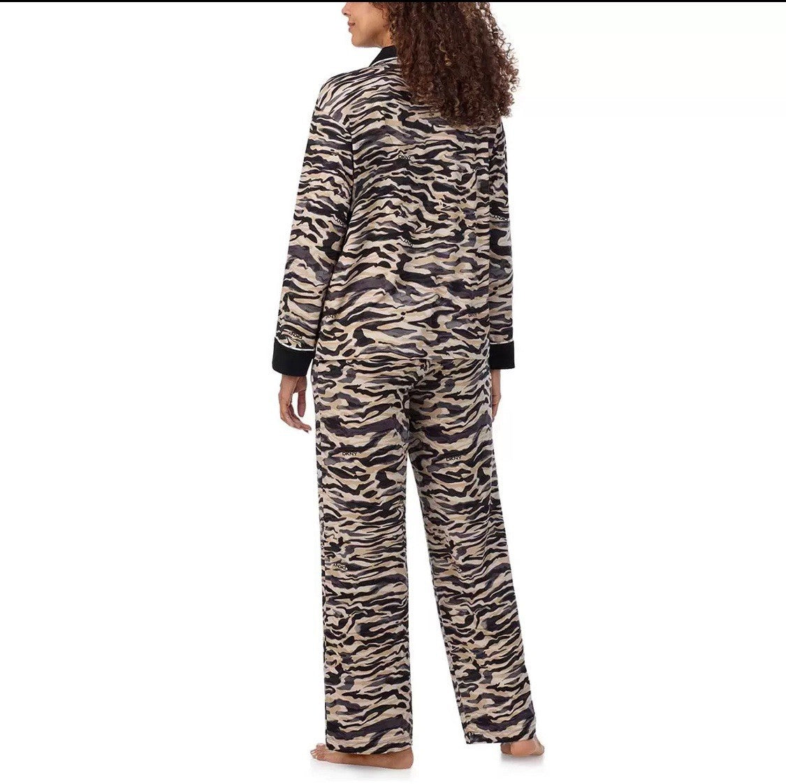 DKNY Women's Notch Collar Pyjama Set in Animal Print, Medium