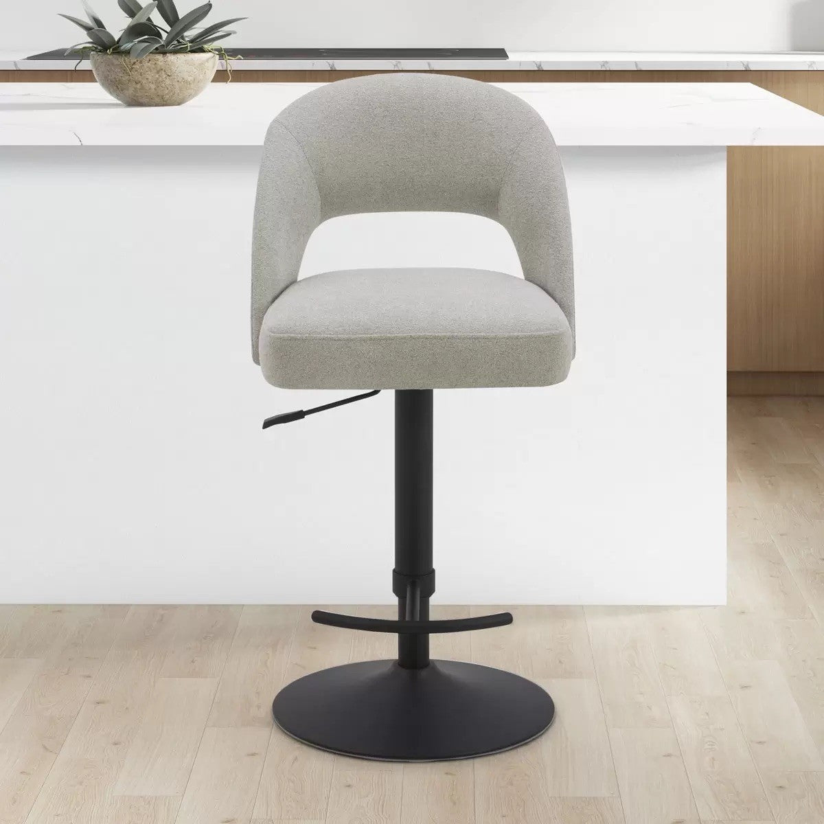 Kobe Grey Fabric Gas Lift Bar Stool Aiden & Ivy Brand New