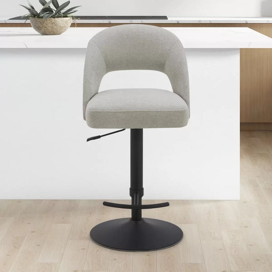 Kobe Grey Fabric Gas Lift Bar Stool Aiden & Ivy Brand New
