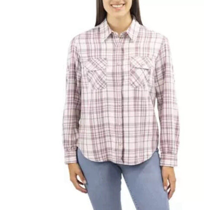 Jachs Ladies Girlfriend Shirt With Snap Buttons Size S Pink plaid