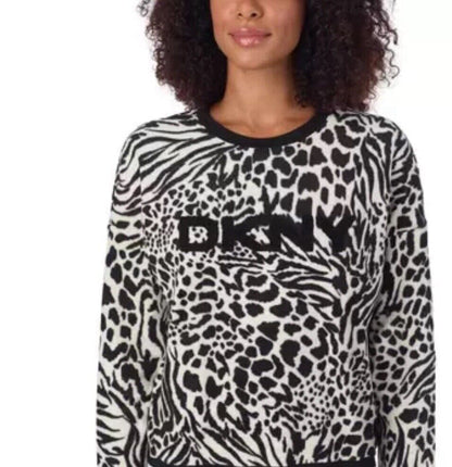 Brand New DKNY Ladies Fleece Lounge Set, 2 Piece in Animal Print Size S