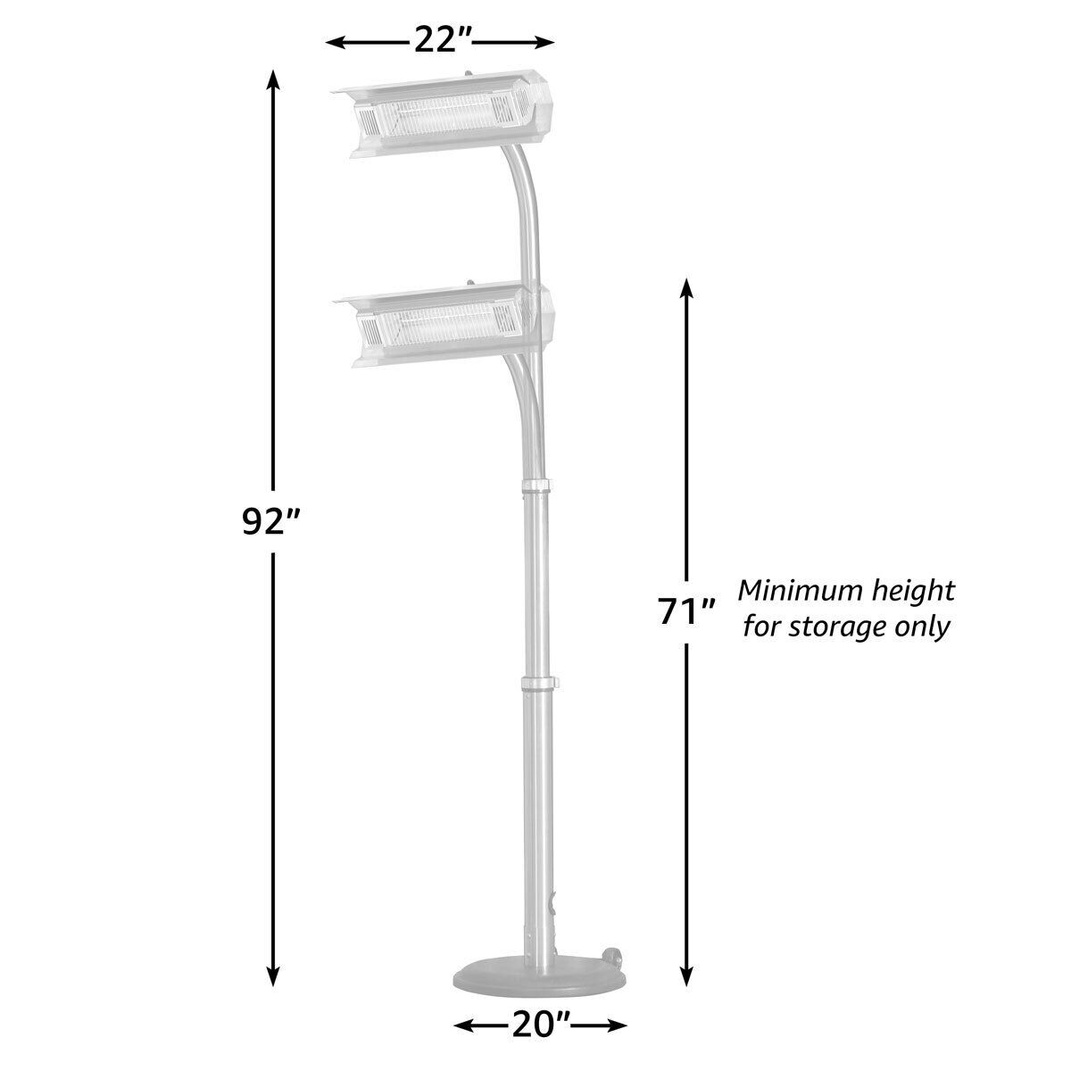 FireSense Stainless Steel 2.3m Telescoping Pole Mounted Infrared Patio Heater